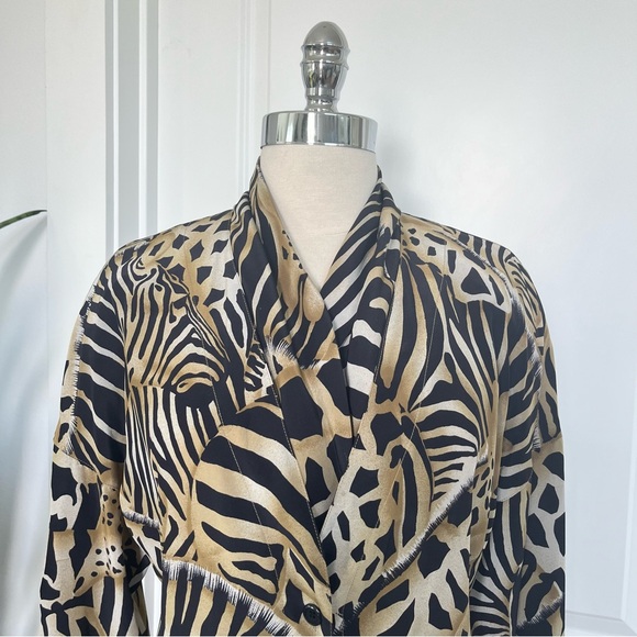 Vintage 1980’s Escada Silk Animal Print Blouse - Picture 2 of 12